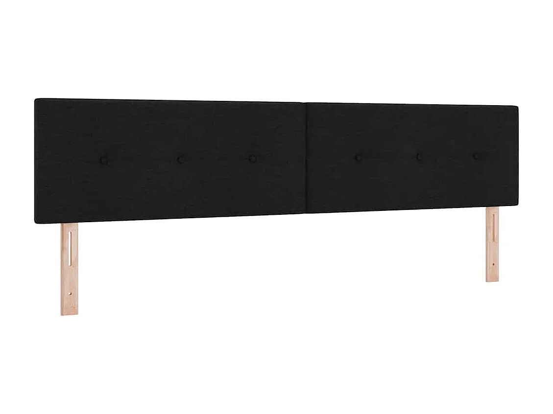 Lit à ressorts avec tête de lit Noir 200 x 200 cm tissu