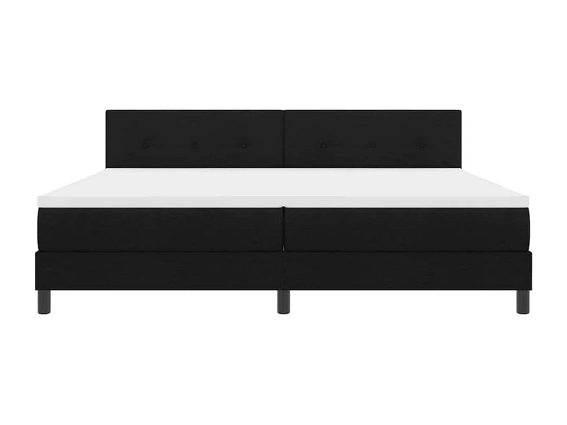 Lit à ressorts avec tête de lit Noir 200 x 200 cm tissu