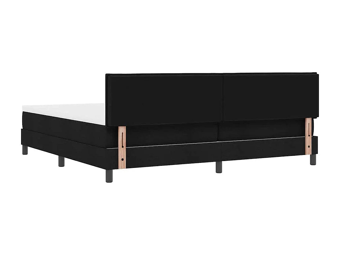 Lit à ressorts avec tête de lit Noir 200 x 200 cm tissu