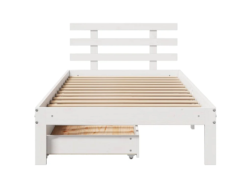 Giroletto con Cassetti Bianco 75x190 cm Legno Massello di Pino