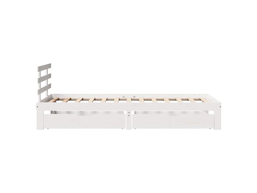 Giroletto con Cassetti Bianco 75x190 cm Legno Massello di Pino