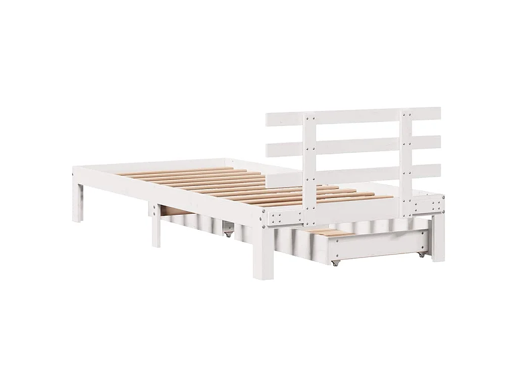 Giroletto con Cassetti Bianco 75x190 cm Legno Massello di Pino