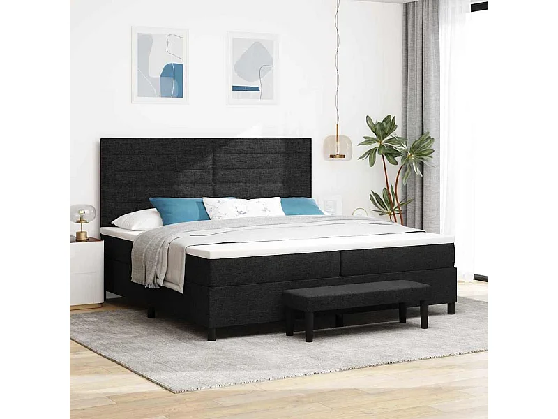 Letto a molle con materasso Nero 200 x 200 cm Tessuto