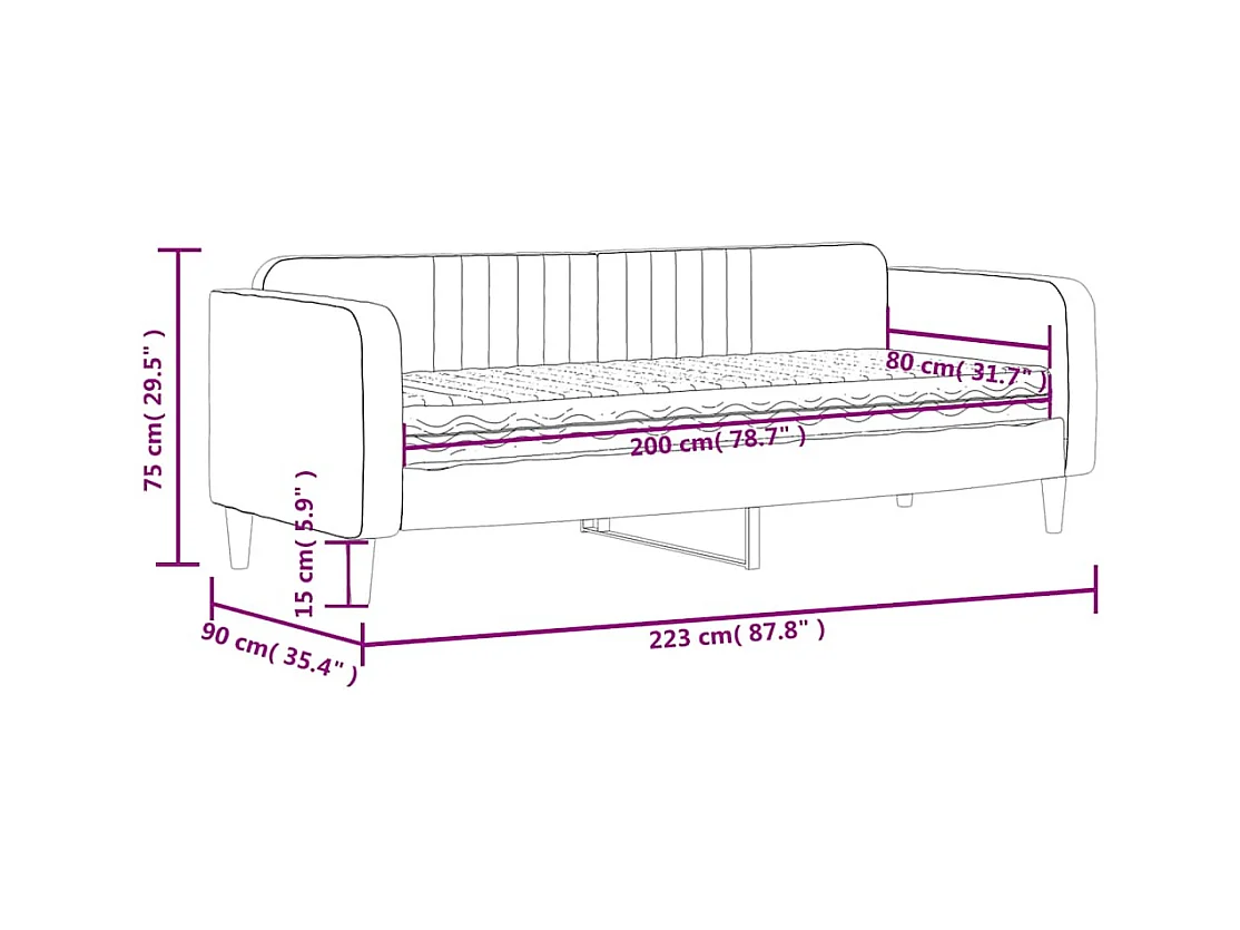 Slaapbank met matras 80x200 cm fluweel donkergrijs