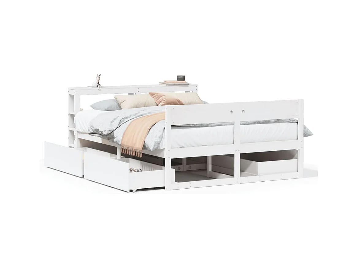 Cadre de lit sans matelas blanc 135x190 cm bois de pin massif