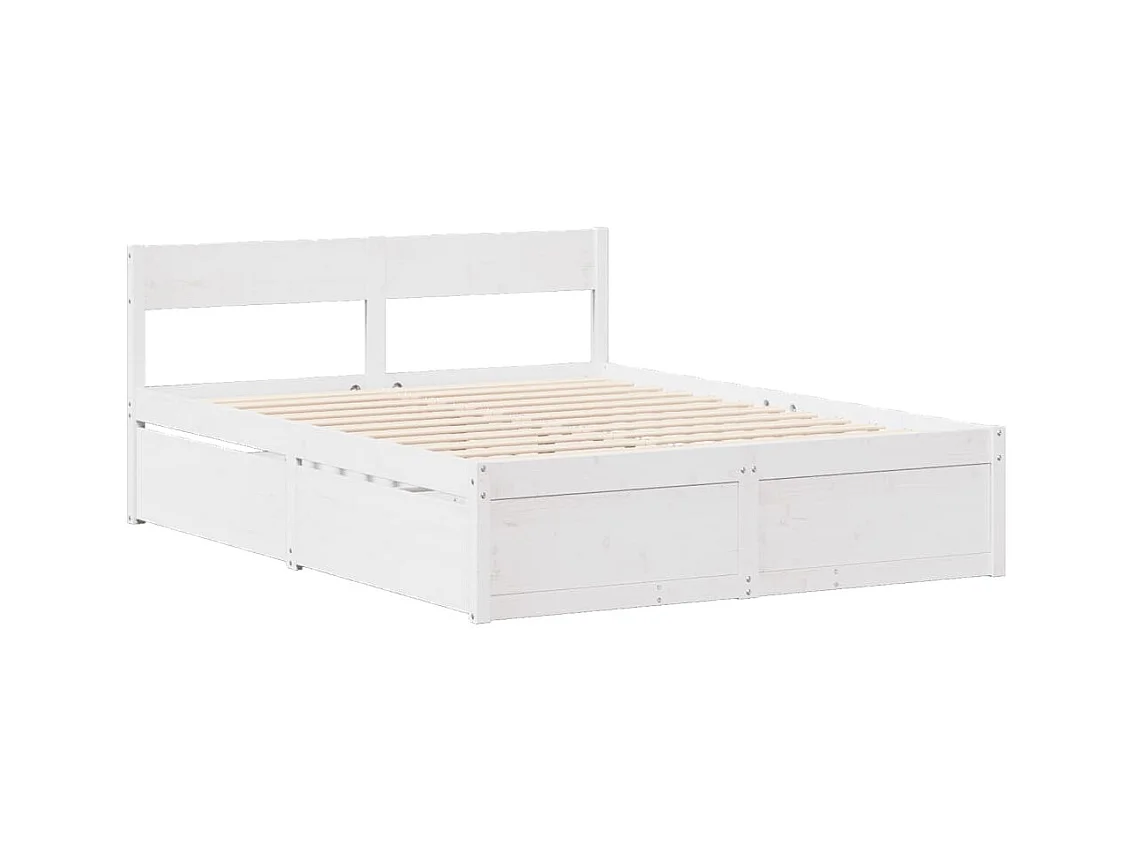 Cadre de lit sans matelas blanc 135x190 cm bois de pin massif