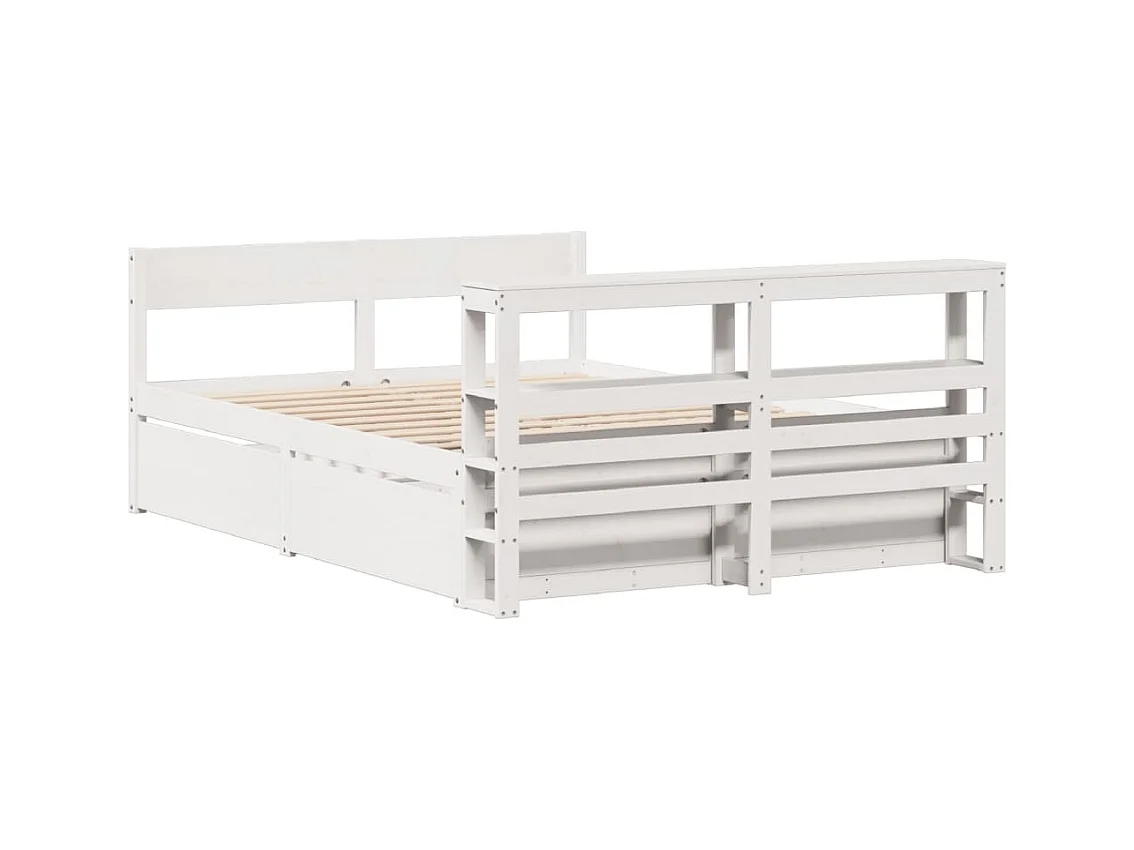 Cadre de lit sans matelas blanc 135x190 cm bois de pin massif