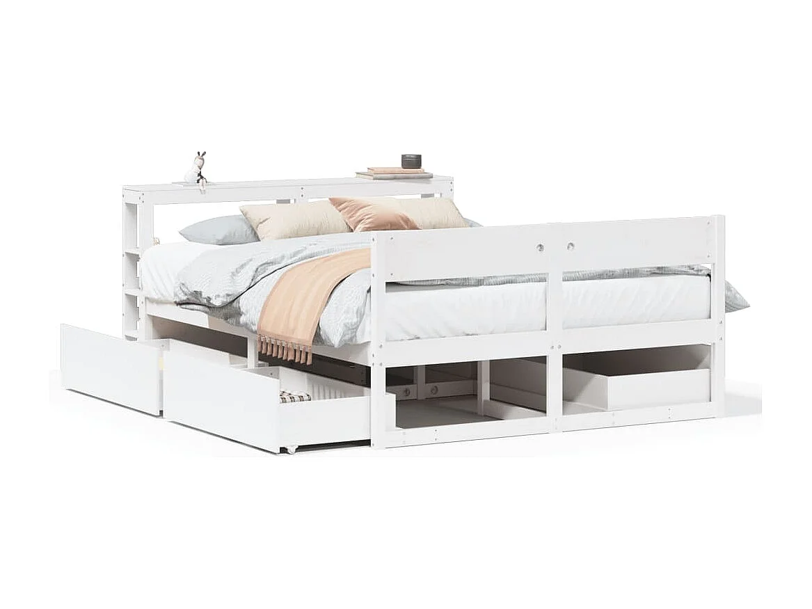 Bedframe zonder matras massief grenenhout wit 135x190 cm
