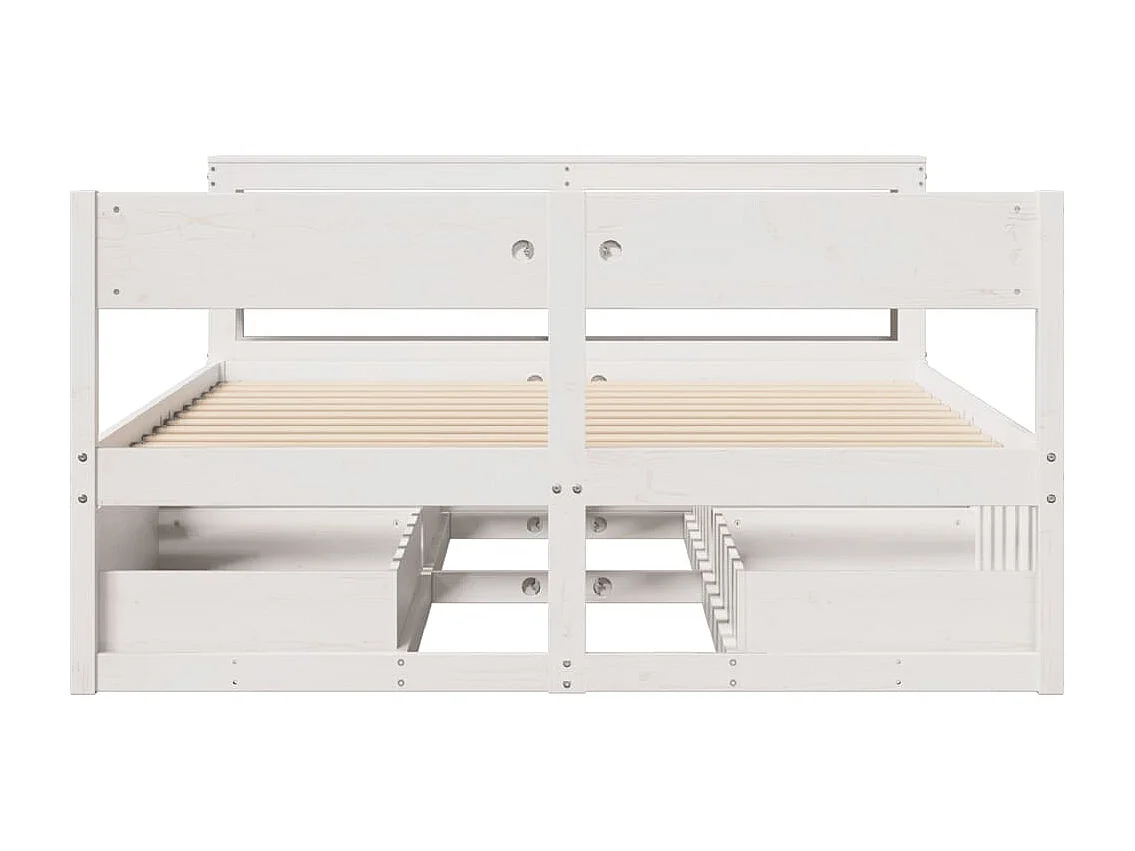 Bedframe zonder matras massief grenenhout wit 135x190 cm