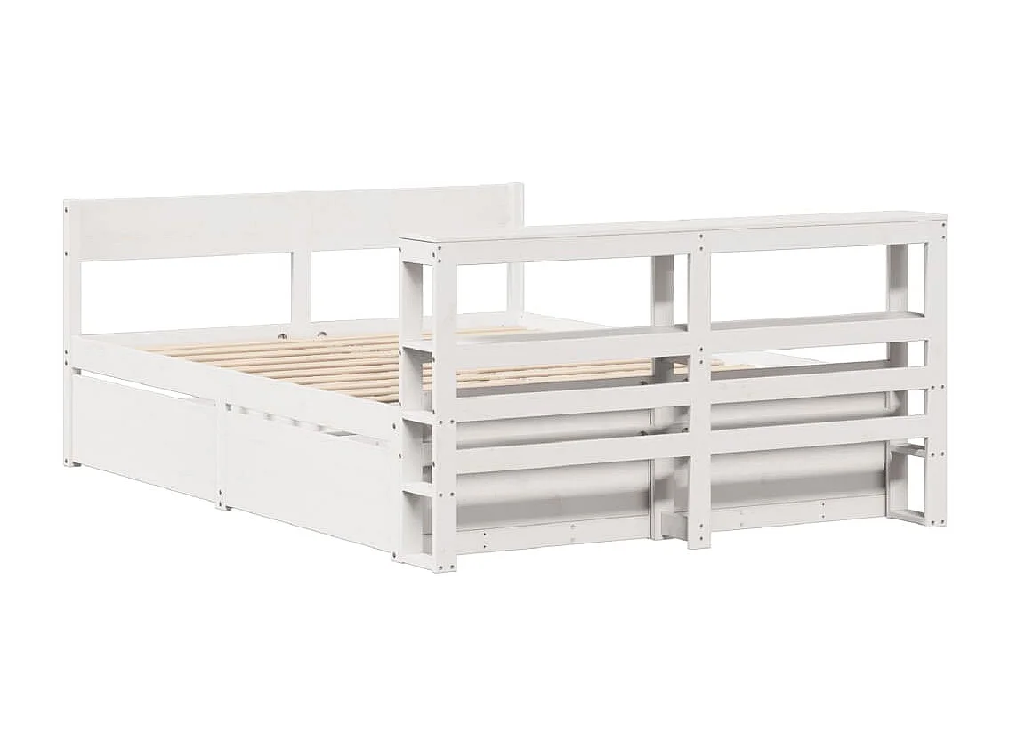 Bedframe zonder matras massief grenenhout wit 135x190 cm