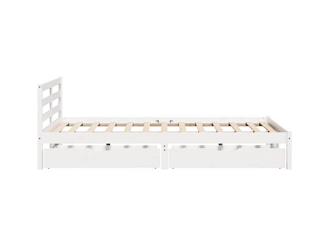Cadre de lit sans matelas blanc 135x190 cm bois de pin massif