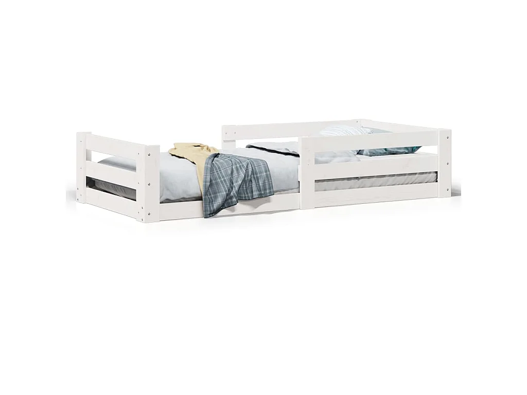 Letto senza Materasso Bianco 75x190 in Legno Massello di Pino