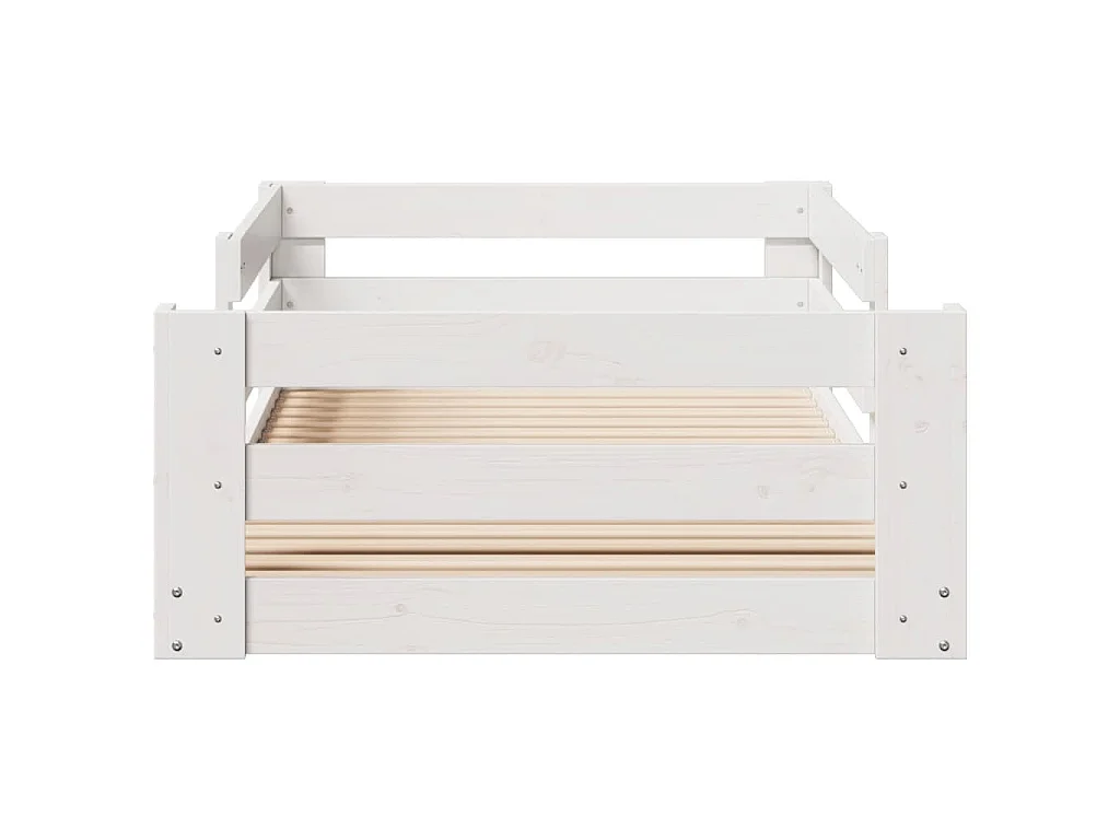 Letto senza Materasso Bianco 75x190 in Legno Massello di Pino