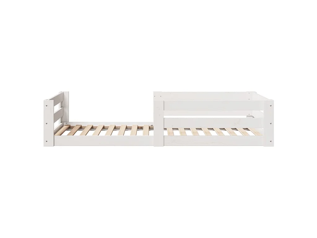 Letto senza Materasso Bianco 75x190 in Legno Massello di Pino