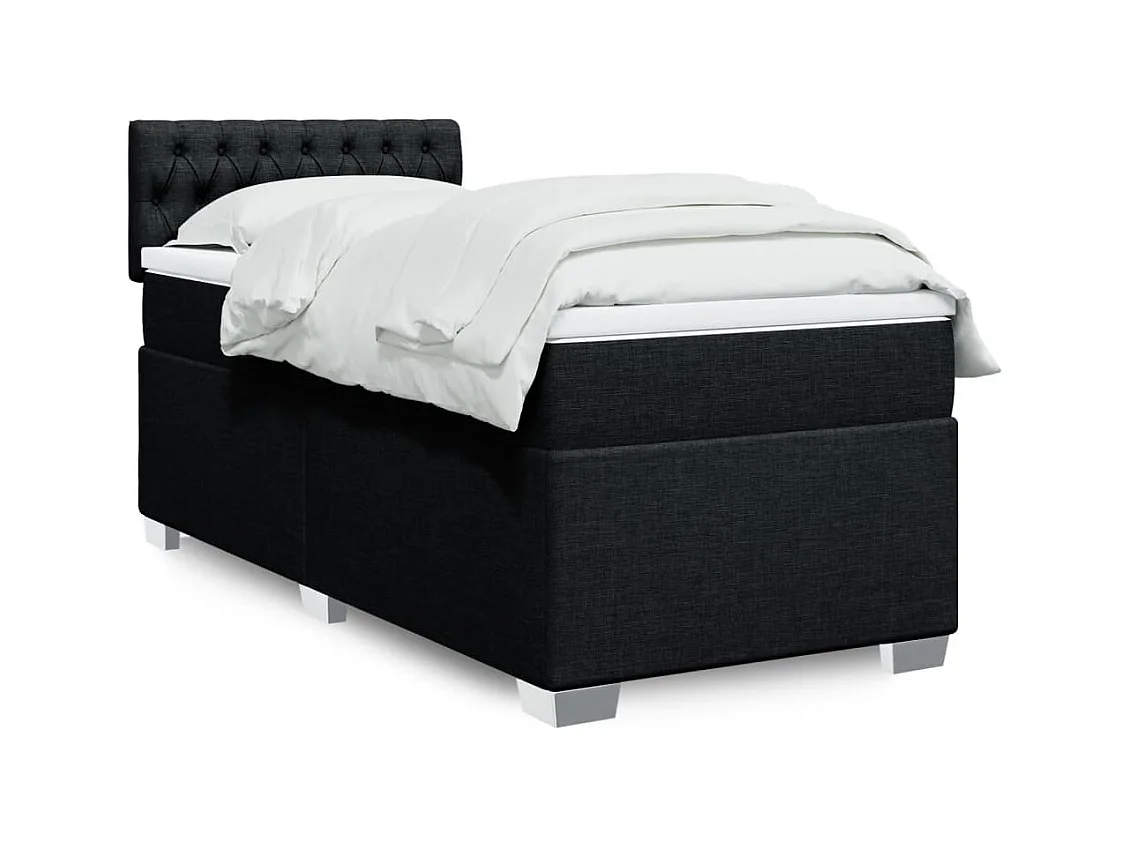 Sommier à lattes de lit et matelas Noir 80x200 cm Tissu