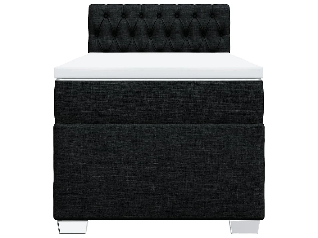 Cama box spring con colchón tela negro 80x200 cm