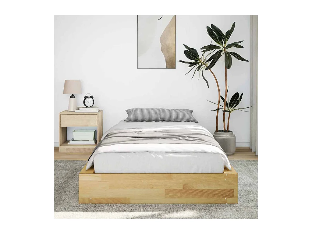 Cadre de lit sans matelas 80x200 cm bois massif de chêne