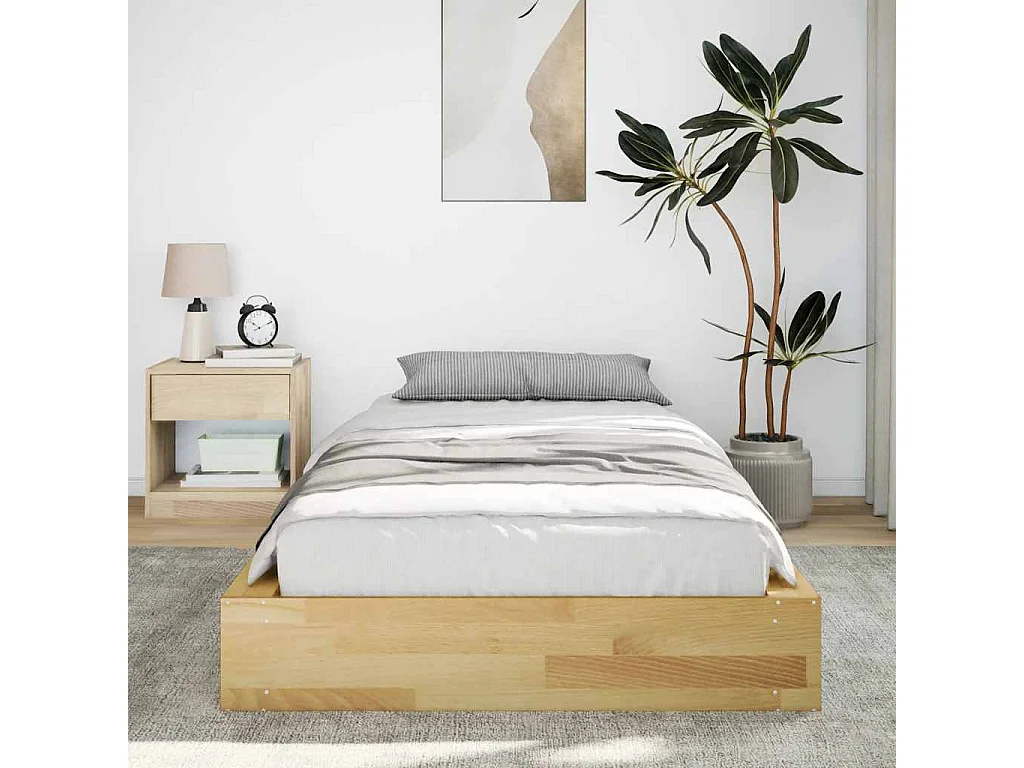 Cadre de lit sans matelas 80x200 cm bois massif de chêne