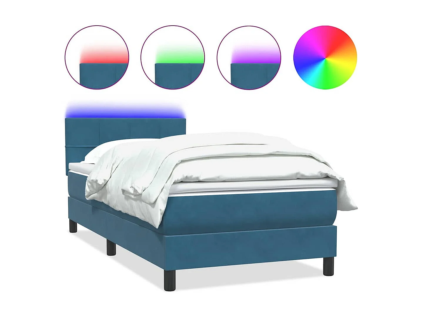 Boxspring met matras en LED fluweel donkerblauw 80x220 cm