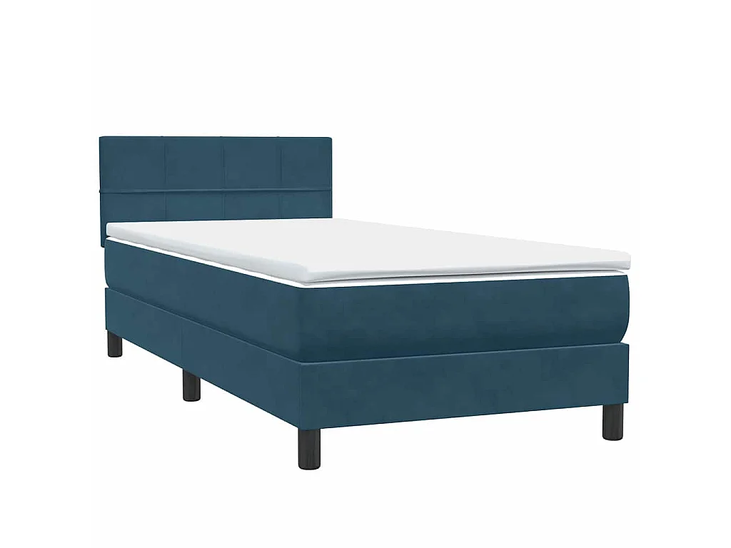 Sommier à lattes de lit et matelas et LED bleu foncé 80x220 cm velours