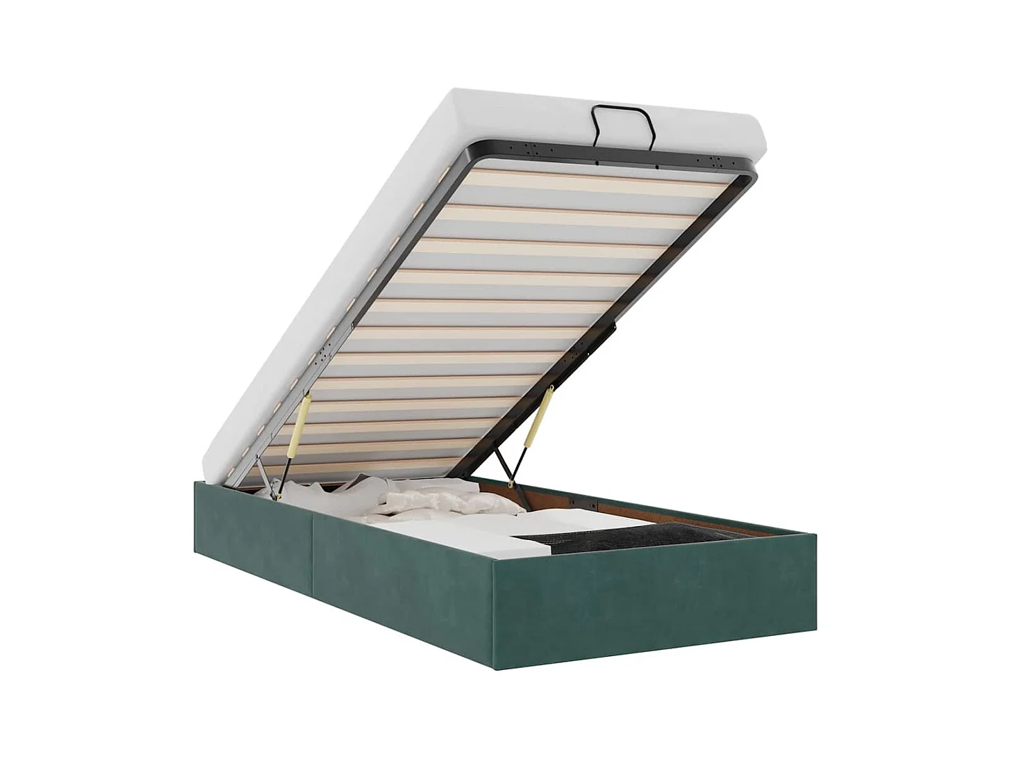 Cadre de lit ottoman sans matelas vert foncé 80x200 cm velours