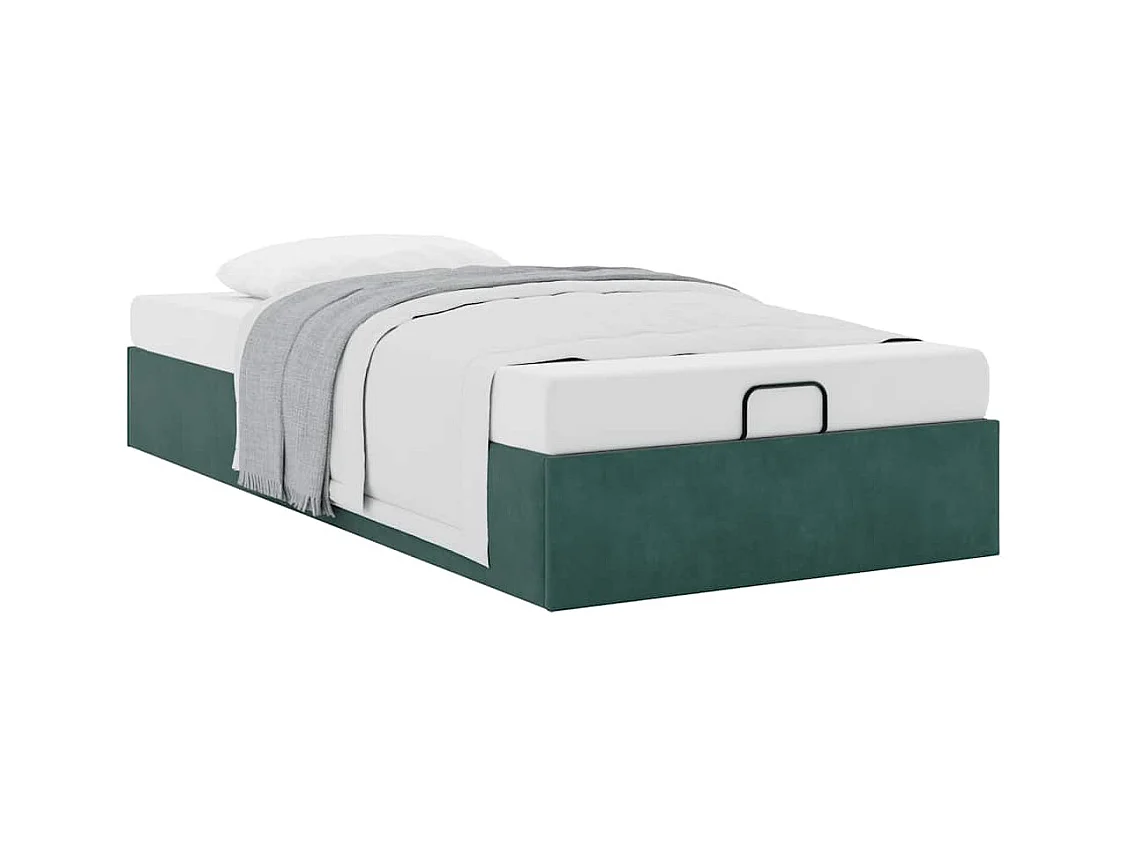 Cadre de lit ottoman sans matelas vert foncé 80x200 cm velours