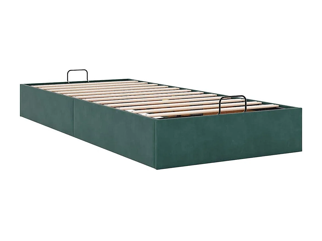 Cadre de lit ottoman sans matelas vert foncé 80x200 cm velours