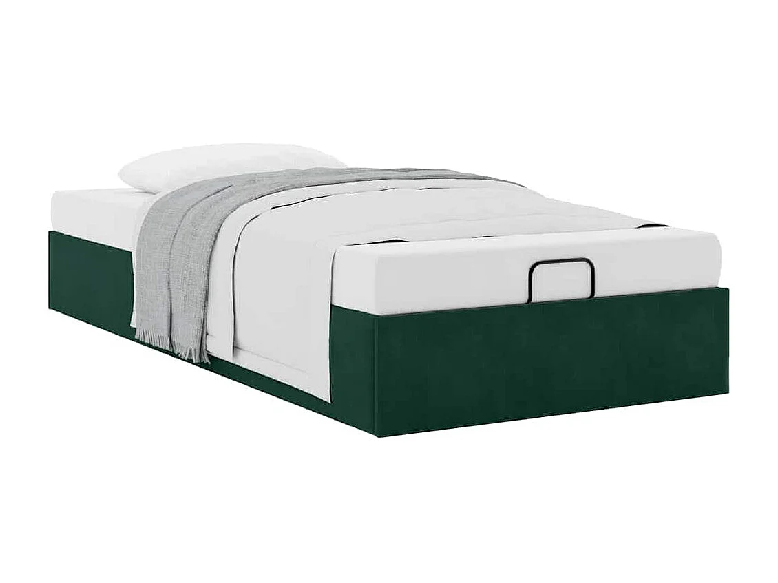 Cadre de lit ottoman sans matelas vert foncé 80x200 cm velours