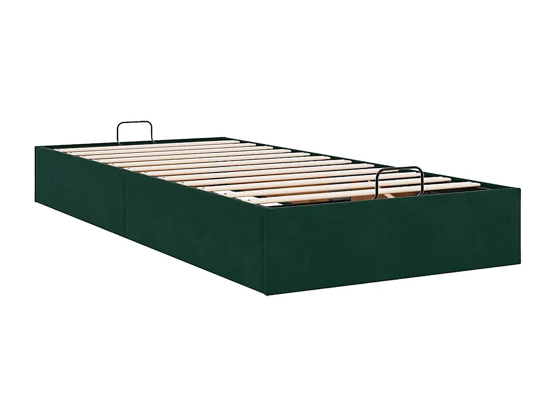 Cadre de lit ottoman sans matelas vert foncé 80x200 cm velours
