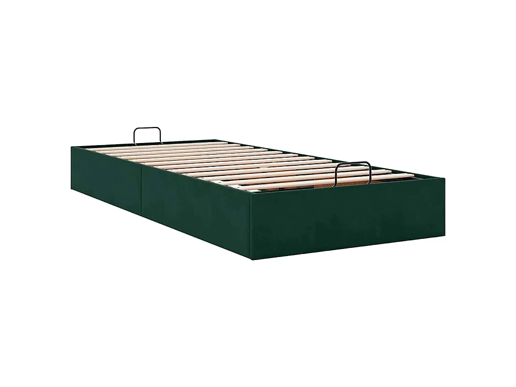 Estructura de cama otomana sin colchón terciopelo verde oscuro