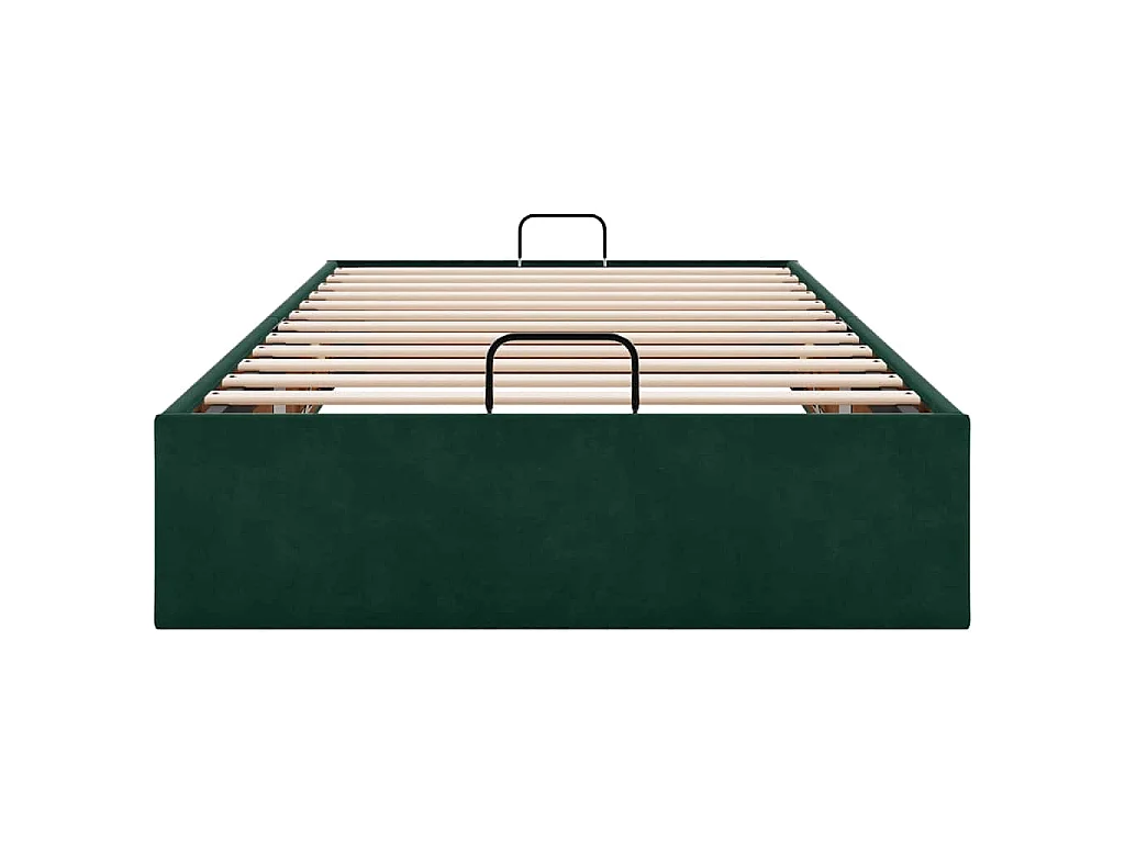Estructura de cama otomana sin colchón terciopelo verde oscuro