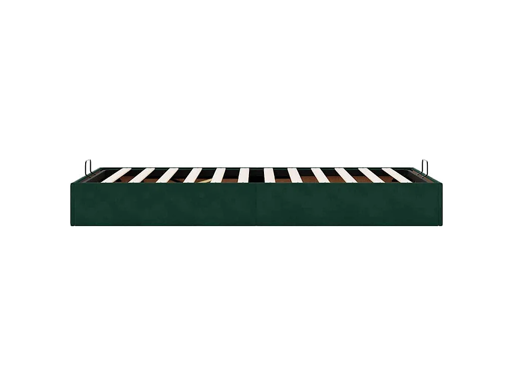 Estructura de cama otomana sin colchón terciopelo verde oscuro