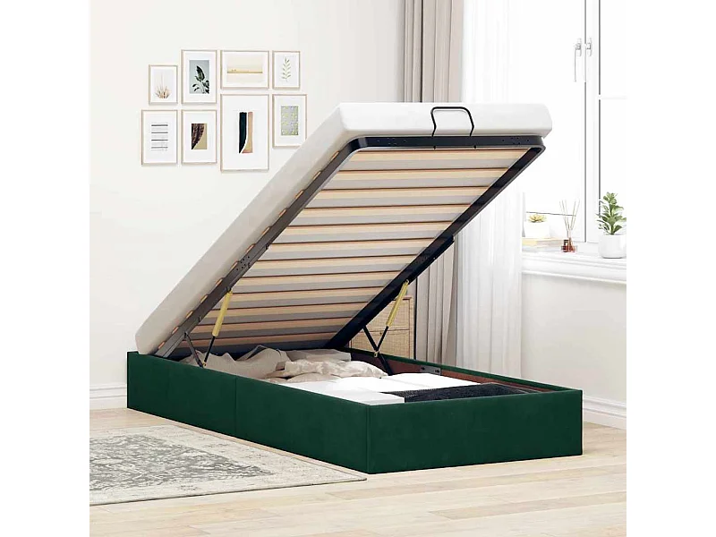 Ottoman-Bett ohne Matratze Dunkelgrün 80x200 cm Samt