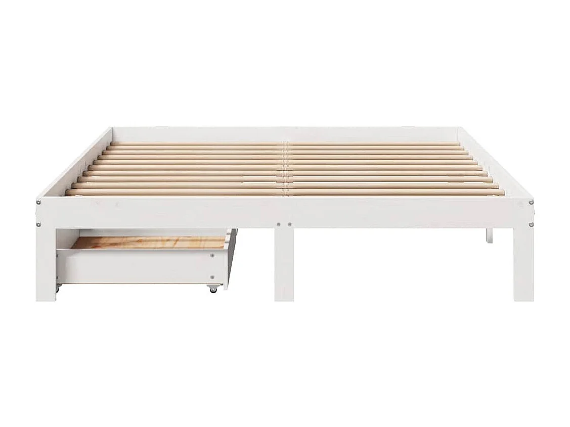 Estrutura de cama com gavetas 135x190 cm pinho maciço branco