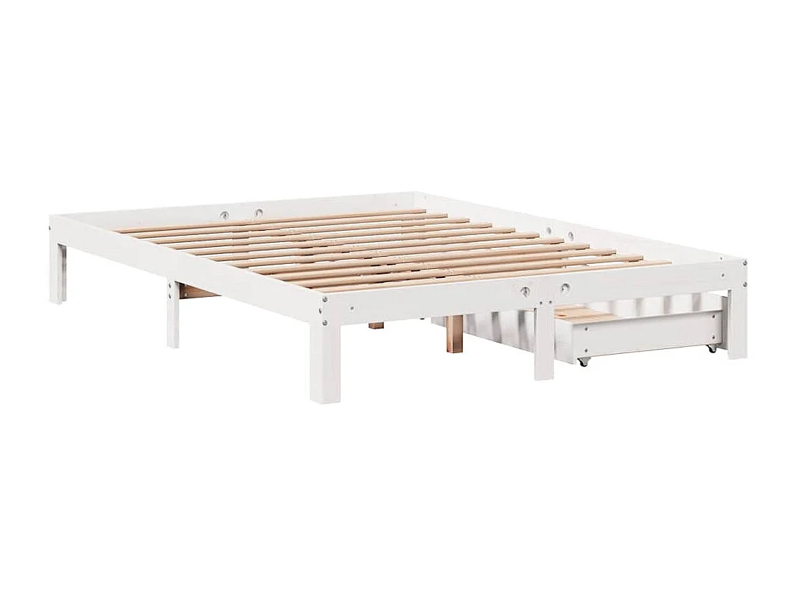 Estrutura de cama com gavetas 135x190 cm pinho maciço branco
