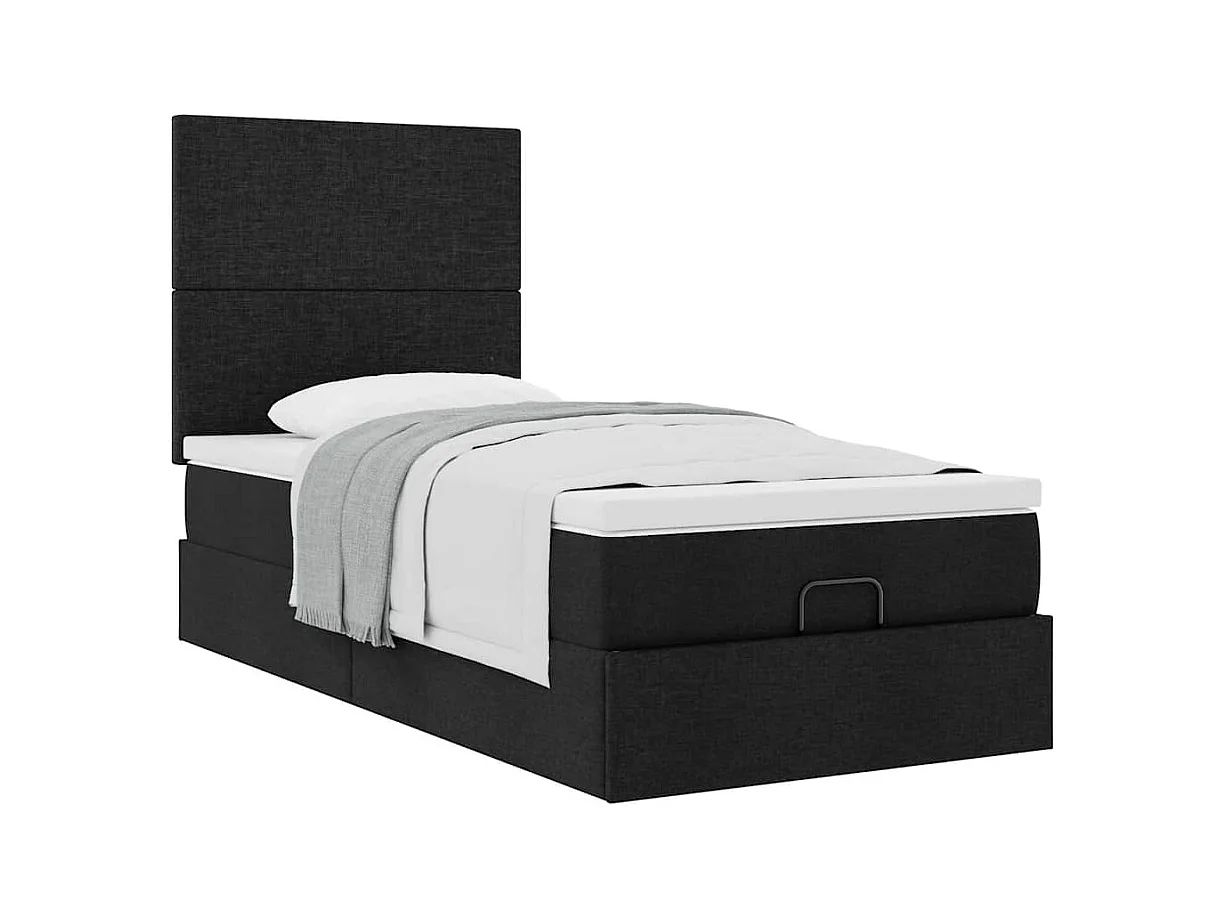 Ottoman bed met matras 80x200cm stof zwart