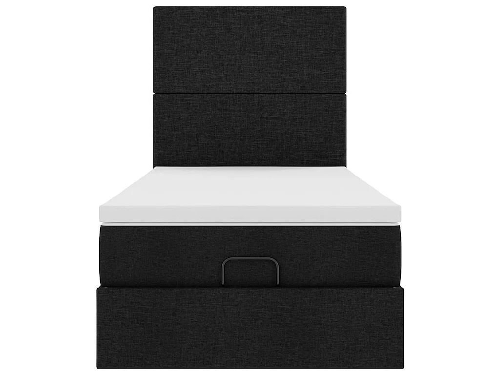 Cadre de lit ottoman avec matelas noir 80x200 cm tissu