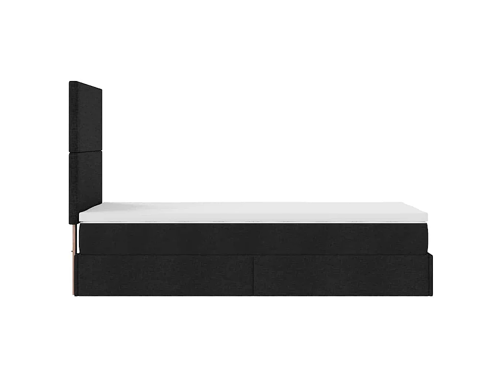 Cadre de lit ottoman avec matelas noir 80x200 cm tissu