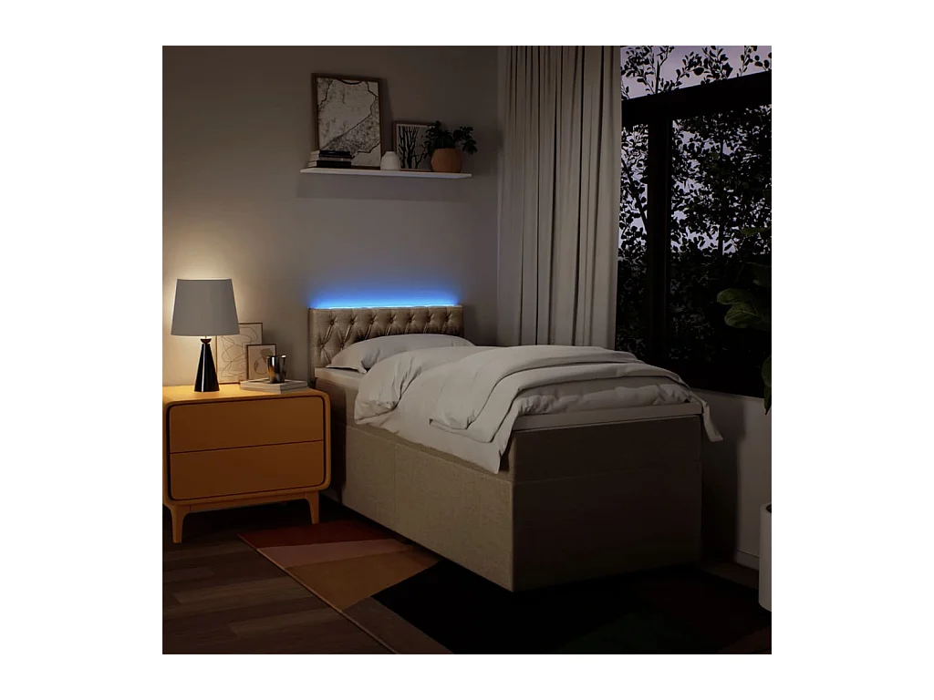 Boxspringbett mit Matratze Creme 80x200 cm Stoff