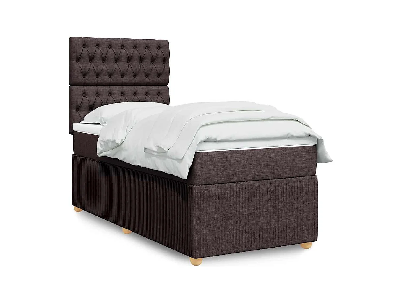 Cama box spring con colchón tela marrón oscuro 80x200 cm