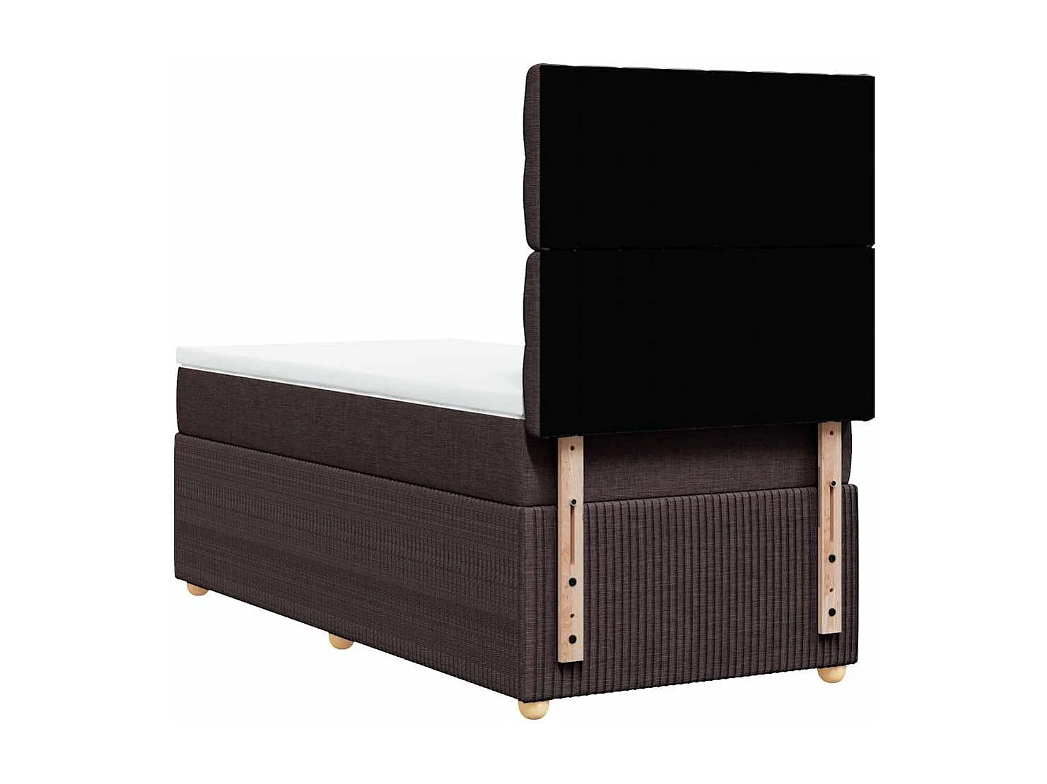 Cama box spring con colchón tela marrón oscuro 80x200 cm