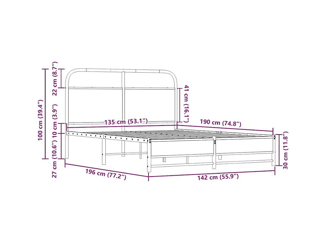 Cadre de lit sans matelas 135x190 cm chêne sonoma