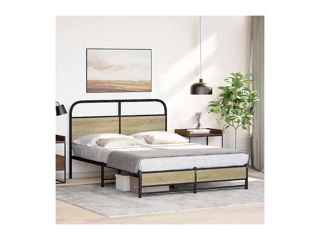 Cadre de lit sans matelas 135x190 cm chêne sonoma