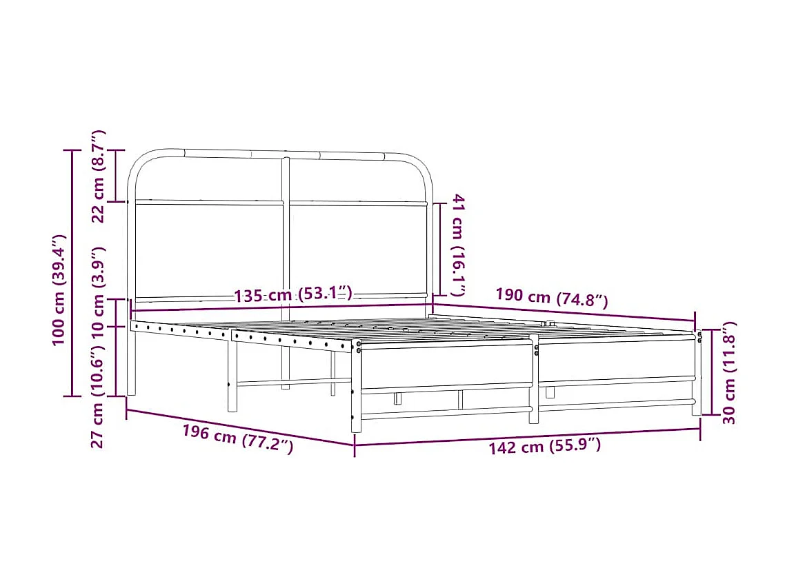 Cadre de lit sans matelas 135x190 cm chêne sonoma