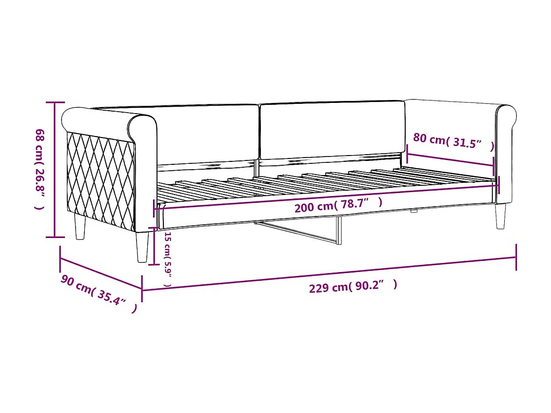 Tagesbett Dunkelgrau 80x200 cm Samt