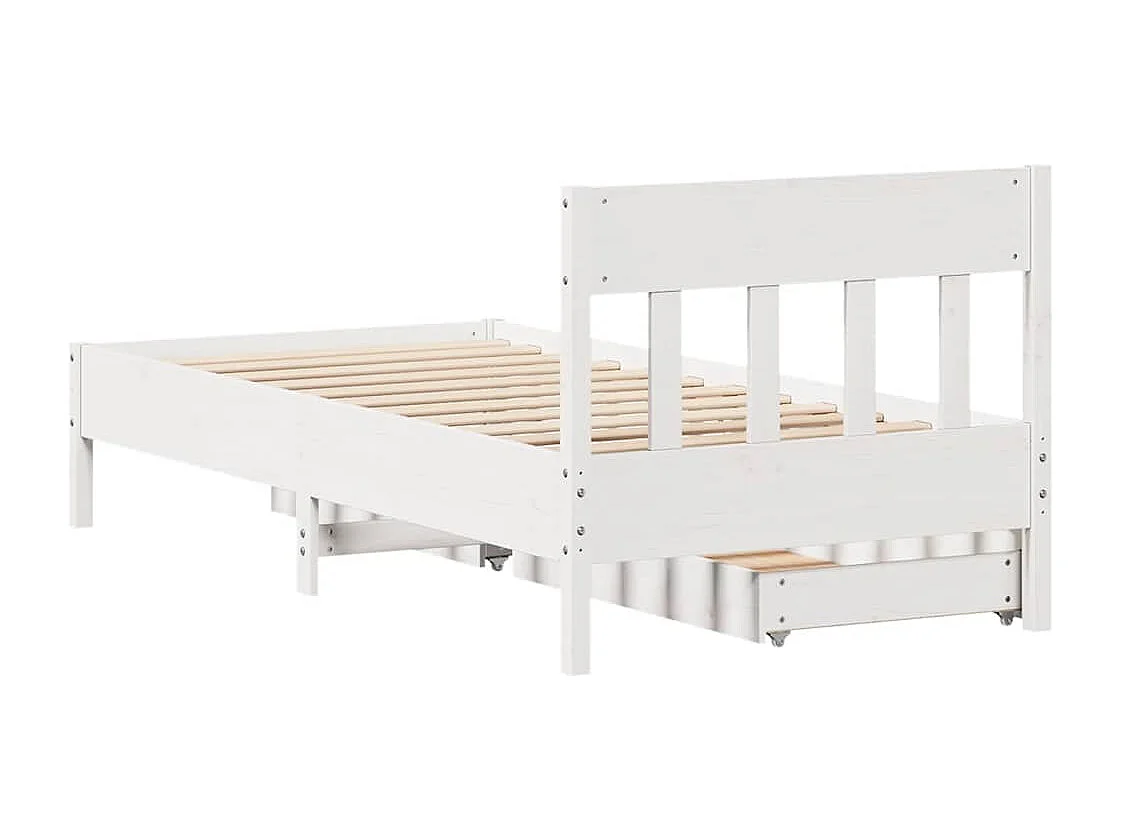 Cadre de lit sans matelas blanc 75x190 cm bois de pin massif