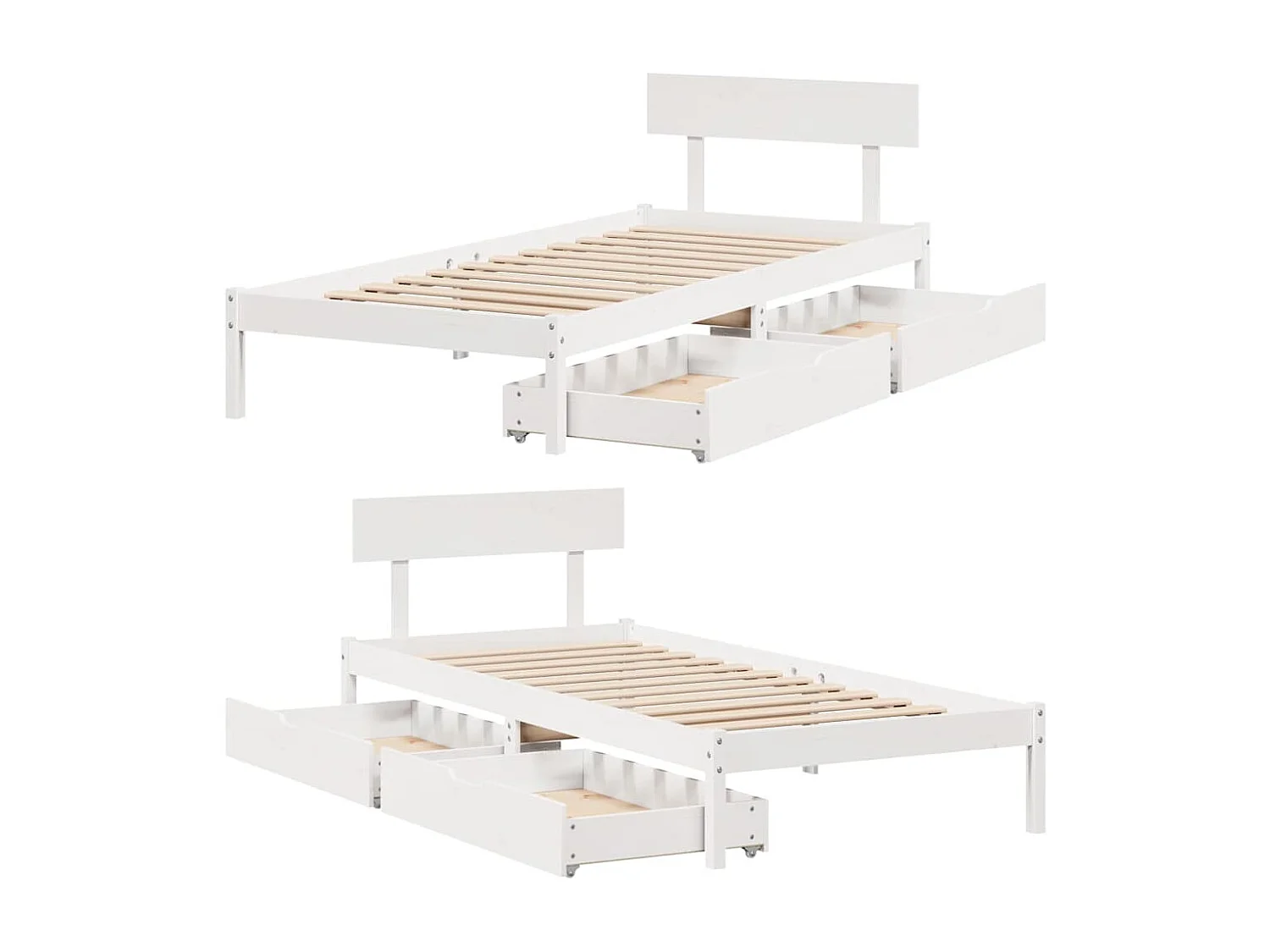 Cadre de lit sans matelas blanc 75x190 cm bois de pin massif