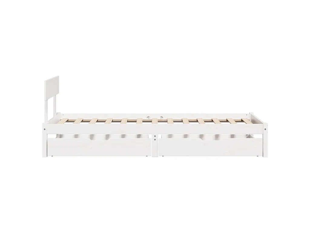 Cadre de lit sans matelas blanc 75x190 cm bois de pin massif