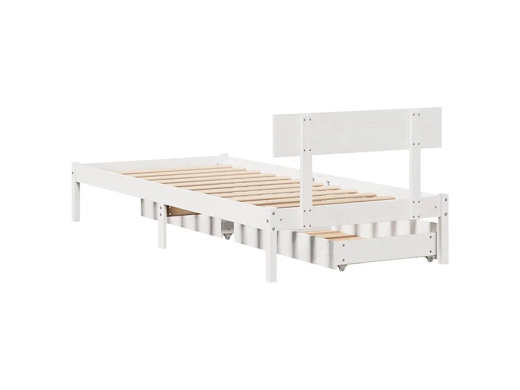 Cadre de lit sans matelas blanc 75x190 cm bois de pin massif