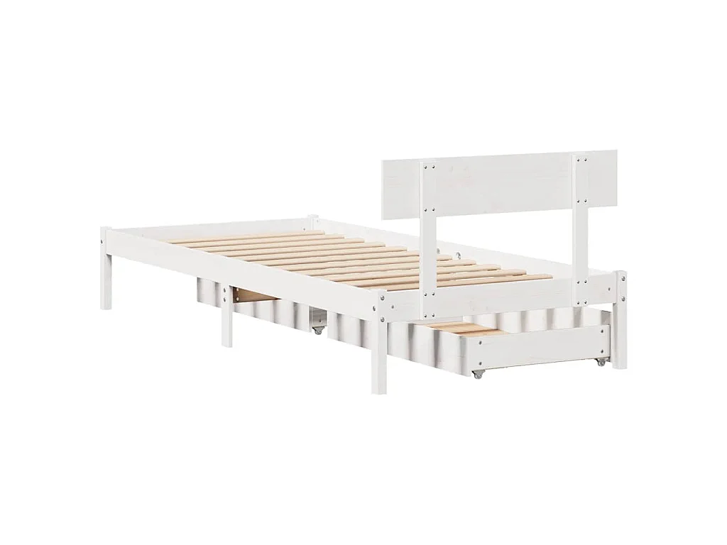 Massivholzbett ohne Matratze Weiß 75x190 cm Kiefernholz
